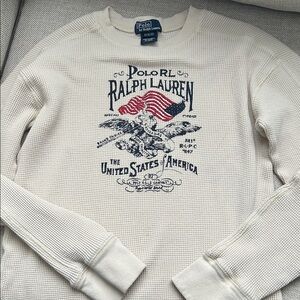 Polo by Ralph Lauren Cream Long Sleeve Graphic Tee